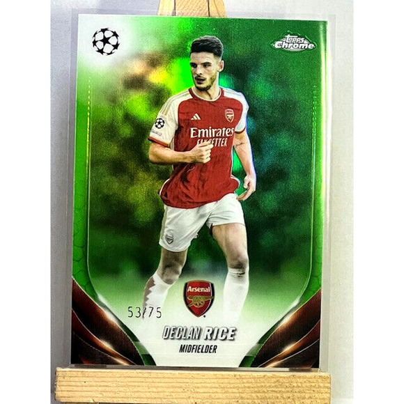 2023-24 Topps Chrome UEFA #6 Declan Rice Green Refractor /75 Arsenal - Picture 1 of 2